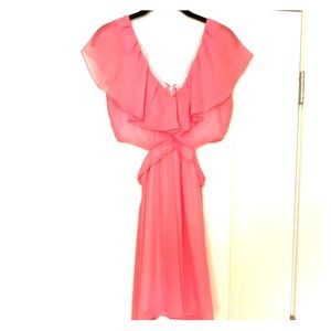 Pink v-cut dress with cut-out sides